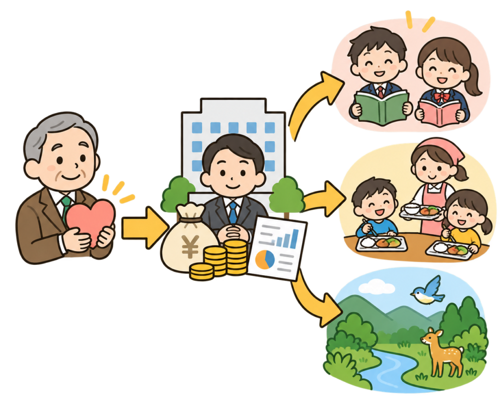 公益信託の流れが分かるイラスト