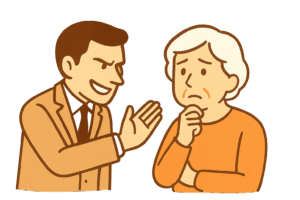 詐欺被害にあう高齢者のイラスト